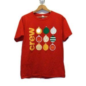 Hanes Size M McDonalds Crew Christmas Holiday Ornaments Short Sleeve TShirt Flaw